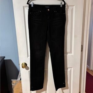 White House Black Market Noir Embellished Straight Leg Low-Mid-Rise Black Jeans